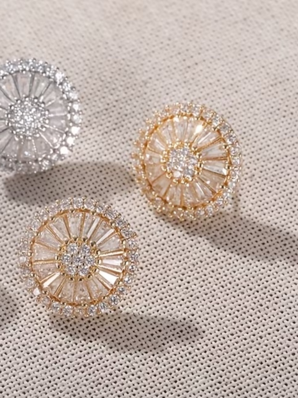 Gold Crystal Radiant Sunburst Stud Earrings - Elegant Women Jewelry